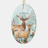 Winterbos, herten, kajuit, keramisch Ornament (Links)