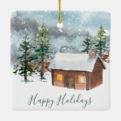 Winterbos, herten, kajuit, keramisch Ornament (Achterkant)