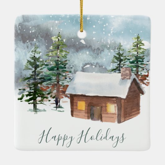 Winterbos, herten, kajuit, keramisch Ornament (Achterkant)