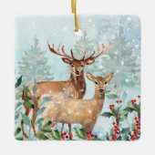 Winterbos, herten, kajuit, keramisch Ornament (Voorkant)