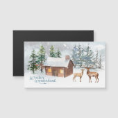 Winterbos, herten, kajuit, magnetische kaart (Voorkant / Achterkant)