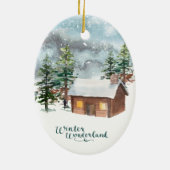 Winterbos, houtkap, geweien Keramisch Ornament (Achterkant)