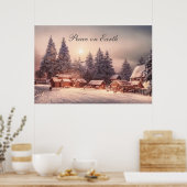 Winterbos Huizen, Vrede op Aarde Poster (Keuken)