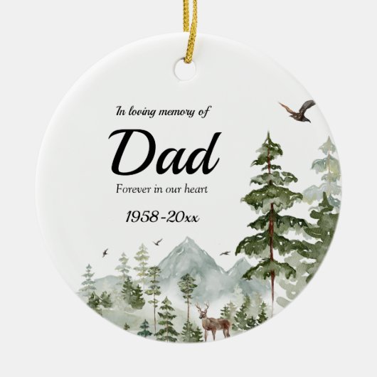 Winterbos in liefdevolle herinnering aan papa Orna Keramisch Ornament (Voorkant)