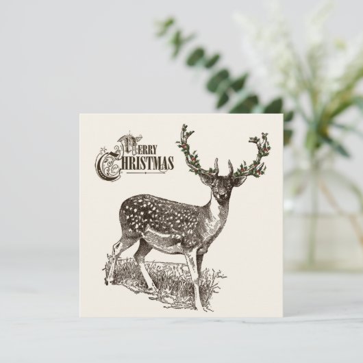 winterbos kersthert feestdagenkaart (Staand voorkant)