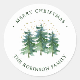Winterbos Kerstmis Klassieke Ronde Sticker