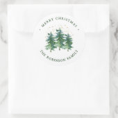 Winterbos Kerstmis Klassieke Ronde Sticker (Tas)