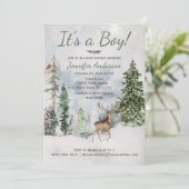 Winterbos Land Deer Baby shower Kaart (Staand voorkant)