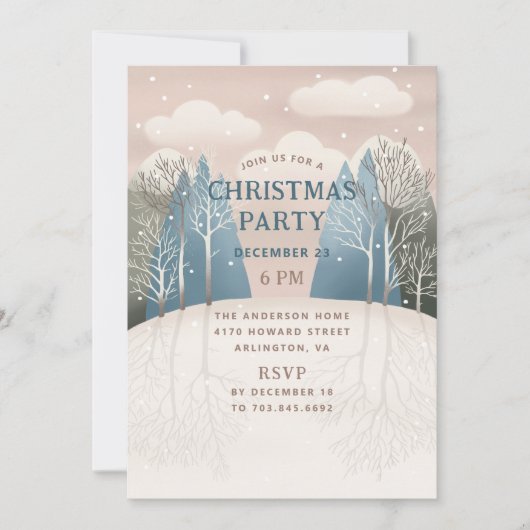 Winterbos landschap. Kerstfeest Kaart (Voorkant)