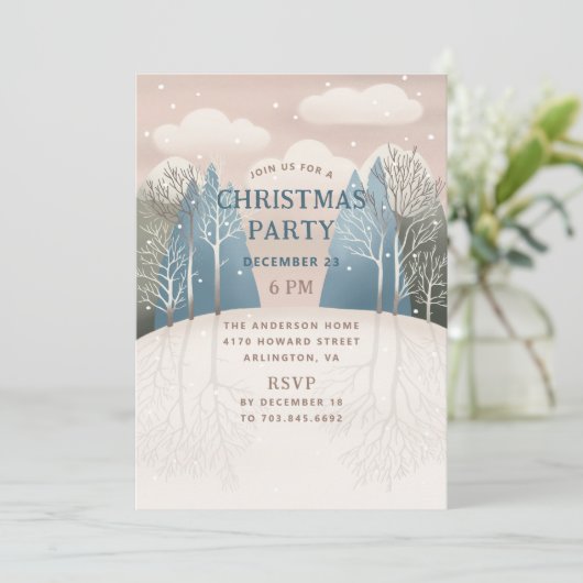 Winterbos landschap. Kerstfeest Kaart (Staand voorkant)