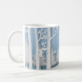 Winterbos met eekhoorns Papercut Koffiemok