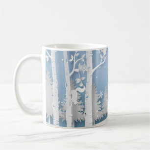 Winterbos met eekhoorns Papercut Koffiemok