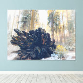 Winterbos met gevallen Sequoia Tree Root Canvas Afdruk (Insitu (Houten vloer))