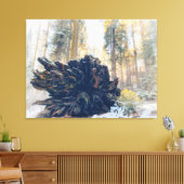 Winterbos met omgevallen sequoia-wortel canvas afdruk (Insitu (Woonkamer))