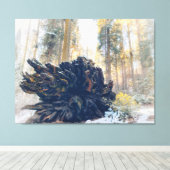 Winterbos met omgevallen sequoia-wortel canvas afdruk (Insitu (Houten vloer))