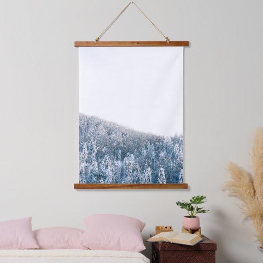 winterbos met sneeuwbedekking hangend wandkleed (Slaapkamer)