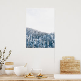 winterbos met sneeuwbedekking poster