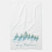 Winterbos met winterkerstmis met sneeuwWaterverf Theedoek (Verticaal)