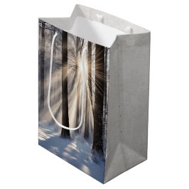 Winterbos met zonnestralen medium cadeauzakje