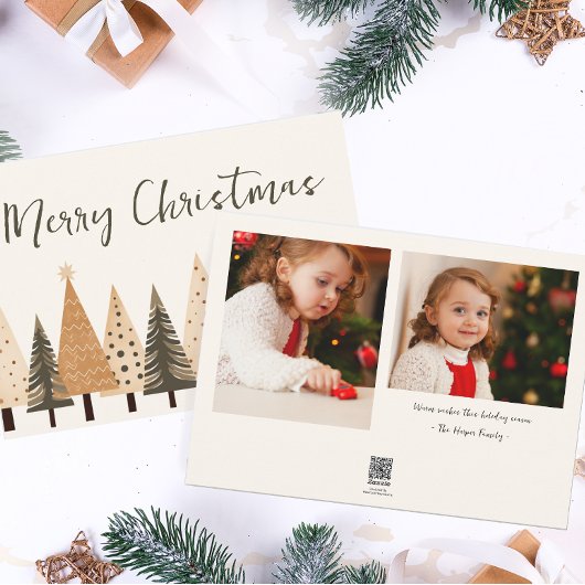 Winterbos Neutraal Twee Foto Kerstmis Feestdagenkaart