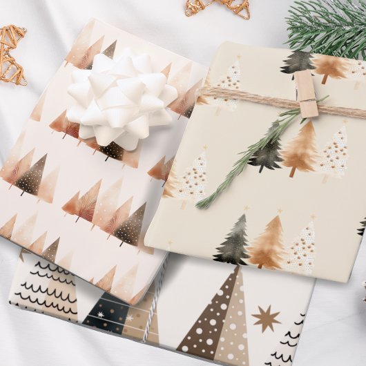 Winterbos neutrale kerstboom inpakpapier vel