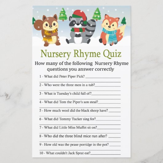 winterbos Nursery Rhyme Quiz (Voorkant)