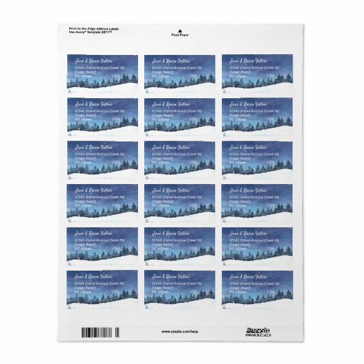 Winterbos op het aangepast adres van de nacht etiket (Full Sheet)