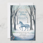 Winterbos Paard Licht IJsblauw Verjaardag Kaart (Voorkant)