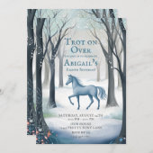 Winterbos Paard Licht IJsblauw Verjaardag Kaart (Voorkant / Achterkant)