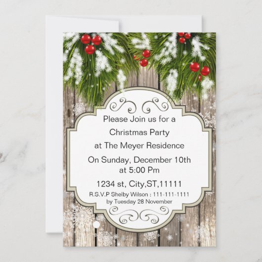 winterbos Pijn Holiday Party Invitation Kaart (Voorkant)