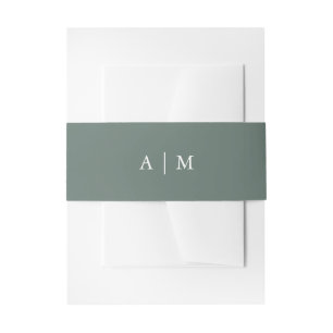Winterbos   Pine Green Monogram Weddenschap Uitnodigingen Wikkel