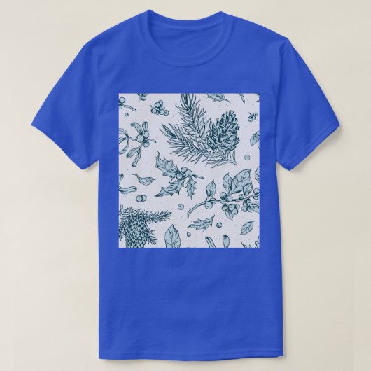 Winterbos Pinecone Holly bessen Patroon T-shirt (Design voorkant)