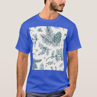 Winterbos Pinecone Holly bessen Patroon T-shirt