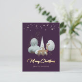 Winterbos Rendieren Paarse Vrolijke Kerstmis Feestdagenkaart (Staand voorkant)