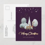Winterbos Rendieren Paarse Vrolijke Kerstmis Feestdagenkaart (Voorkant / Achterkant)