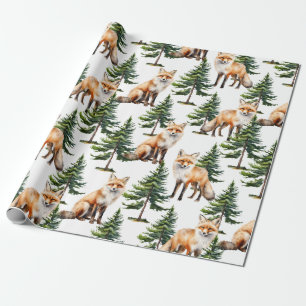 Winterbos Rode vos in een dennenbos Cadeaupapier