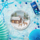 Winterbos, rookkool, herten papieren bordje (Feest)