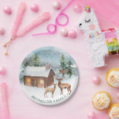 Winterbos, rookkool, herten papieren bordje (Feest)