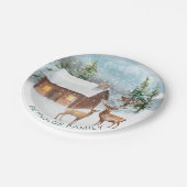 Winterbos, rookkool, herten papieren bordje (Gekanteld)