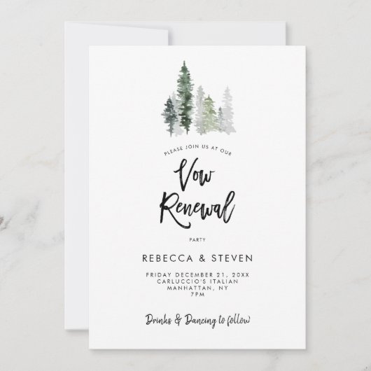 winterbos rustieke gelofte vernieuwing uitnodiging (Voorkant)