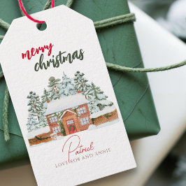  winterbos rustieke vrolijke kerst cadeaulabel