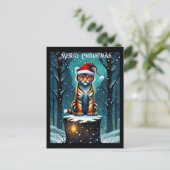 Winterbos Schattige Baby Tijger Kerstmis Briefkaart (Staand voorkant)