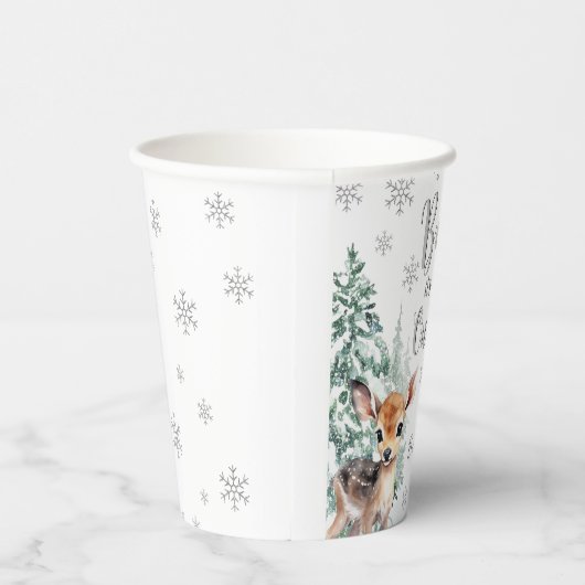 Winterbos Schattigee Fawn Baby shower papier cup Papieren Bekers (Rechts)