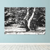 Winterbos, sneeuw-, baars- en sparserijbomen canvas afdruk (Insitu (Houten vloer))