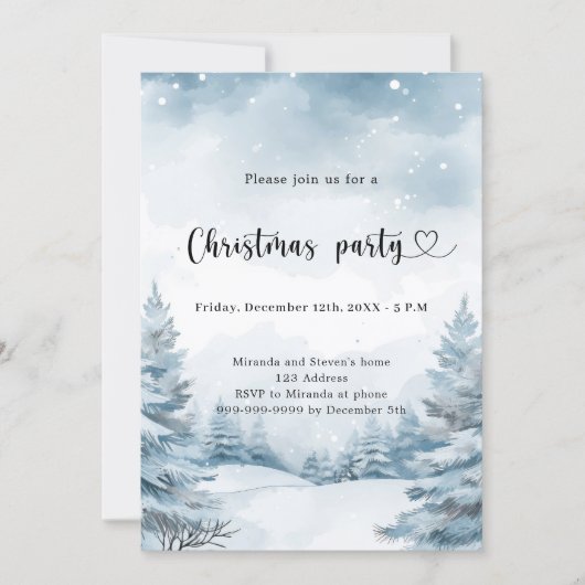 Winterbos sneeuw Kerstfeest Kaart (Voorkant)