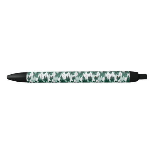 Winterbos Sneeuw Scène Bomen Patroon Kerstmis Zwarte Inkt Pen (Voorkant)