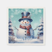Winterbos Sneeuwman Kerstmis | Turquoise Servet (Voorkant)