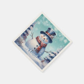 Winterbos Sneeuwman Kerstmis | Turquoise Servet (Hoek)