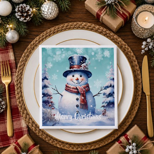 Winterbos Sneeuwman Kerstmis | Turquoise Servet