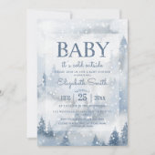Winterbos Stoffig Blauw Baby shower Kaart (Voorkant)